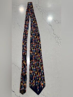 Alynn Neckwear Men's Tie 100% Silk Woven Novelty Marathon Runner Blue